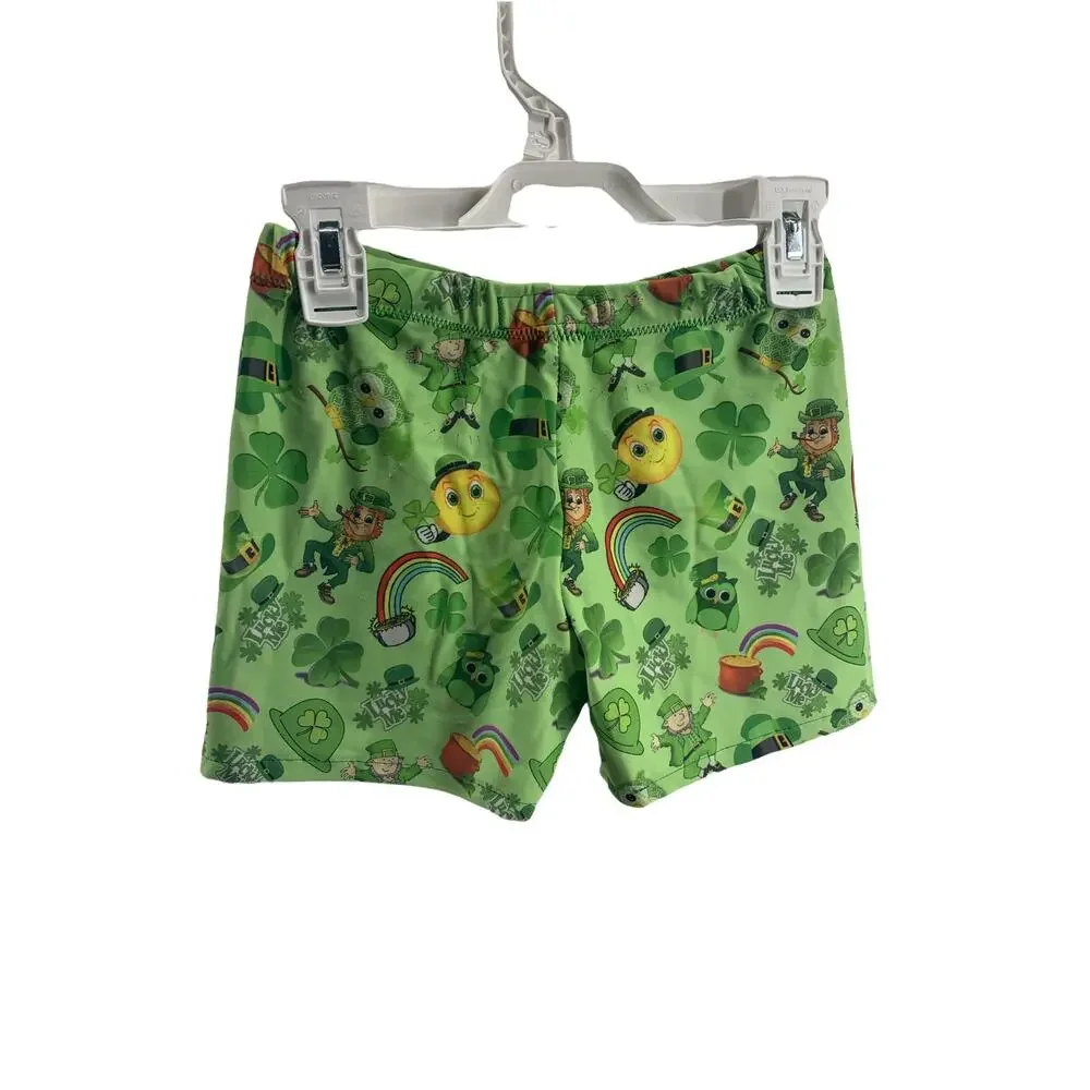 Katzen Girls' Green St. Patrick's Day Graphic Athletic Shorts Youth Size Medium